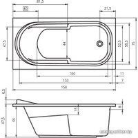 Ванна Riho Columbia 150x75 BA02005 (с каркасом)