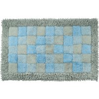 Коврик для ванной FORA Шахматы 1845-1 100BL (серый/голубой)