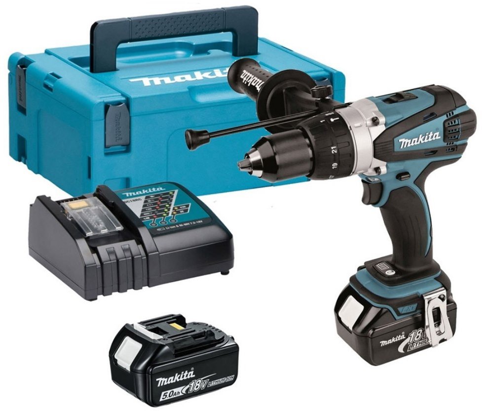 

Ударная дрель-шуруповерт Makita DHP458RTJ (с 2-мя АКБ, кейс)