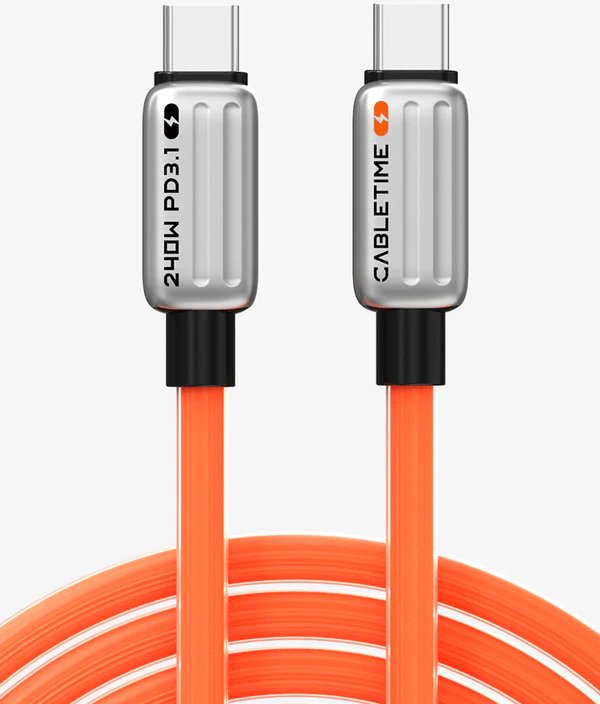 

Кабель Cabletime Fast 240W USB Type-C - USB Type-C (2 м, оранжевый)