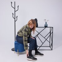 Пуфик AksHome Boot (синий велюр/золото)