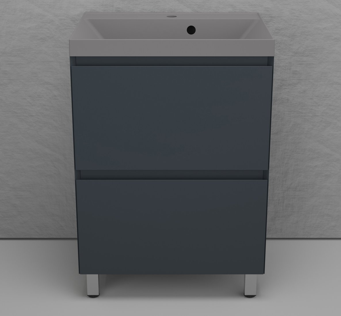 

Symbolite Тумба с умывальником Манхэттен 60 Plus 2 ящика + Asti 60x45 (графит/серый шелк)