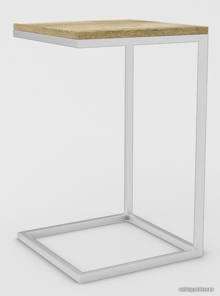 Приставной столик Hype Mebel Лайт 40x40 (белый/дуб галифакс натуральный)