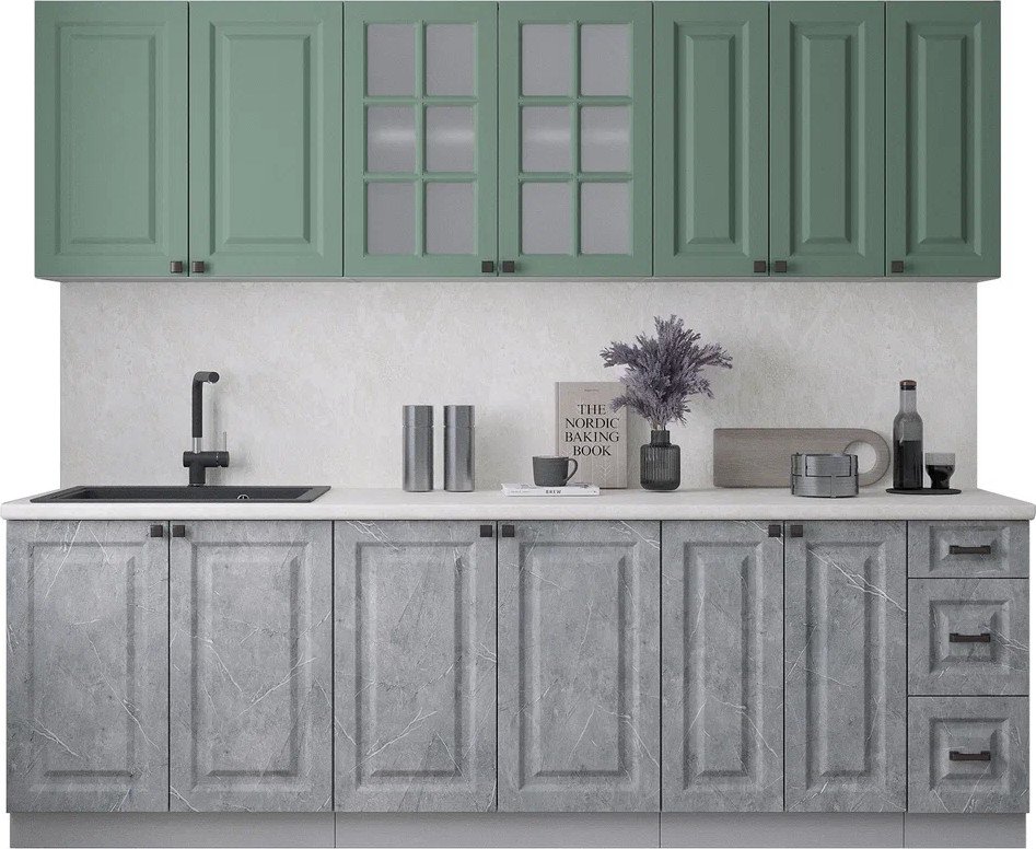 

Готовая кухня Интерлиния Мила Деко 2.5А (керамика/мята/опал светлый)