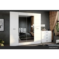 Комод Империал Йорк 4ящ (белый жемчуг-белый глянец)