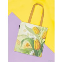 Сумка шоппер JoyArty Весенние тюльпаны ткань под лен bsh_17759