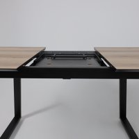 Кухонный стол Lepremo AV 1208 HPL+МДФ раздвижной 1200-1600x800 (дуб делано натуральный/черный)