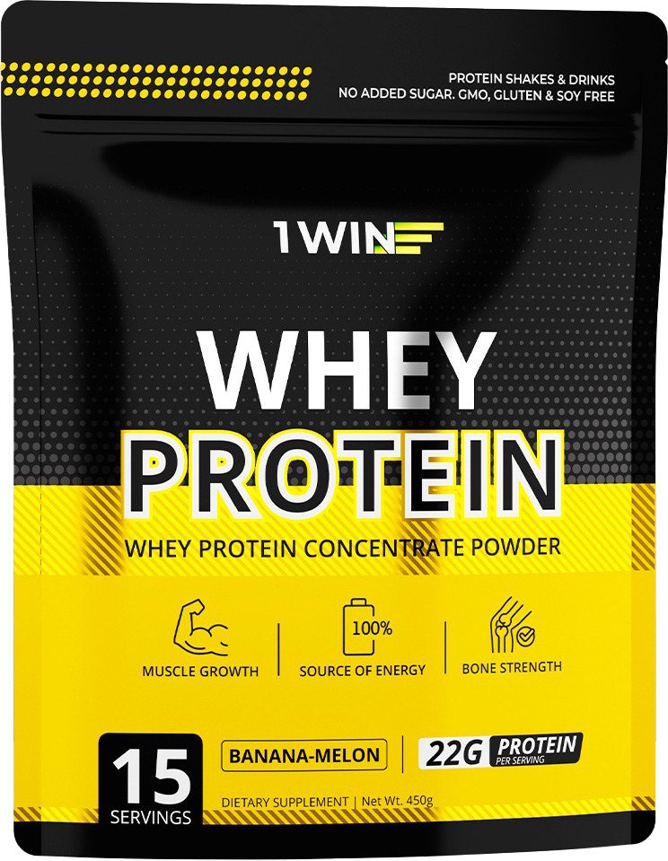Протеин сывороточный (концентрат) 1WIN Whey Protein (банан/дыня, 450г)
