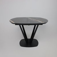 Кухонный стол Listvig Merlin 110-150х75 (МДФ+HPL-пластик черный Sahara Noir/черный)