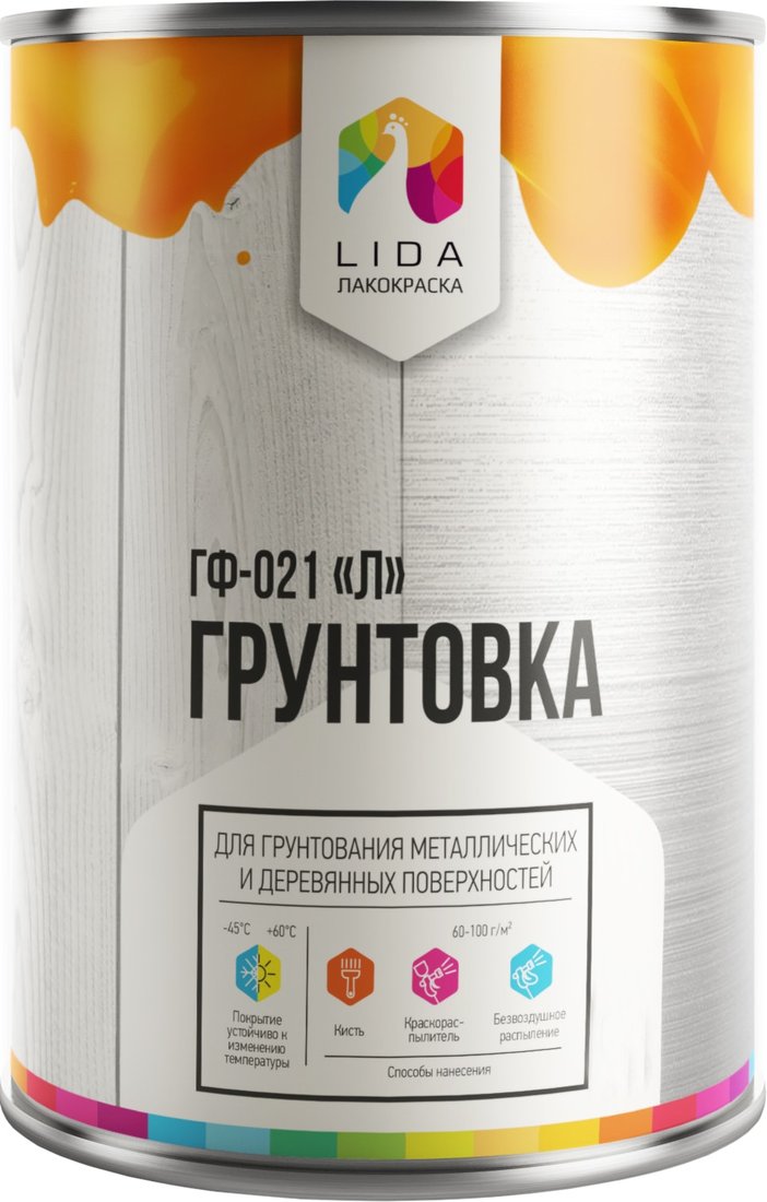 

Алкидная грунтовка LIDA ГФ-021 "Л" 2 л (светло-серый)