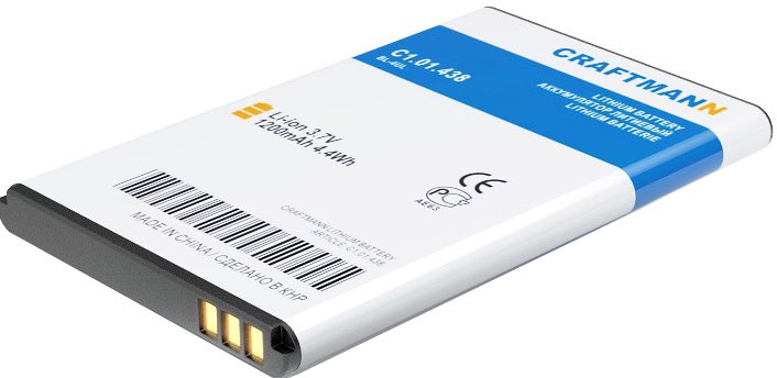 

Аккумулятор для телефона Craftmann C1.01.438 (совместим с Nokia BL-4UL)