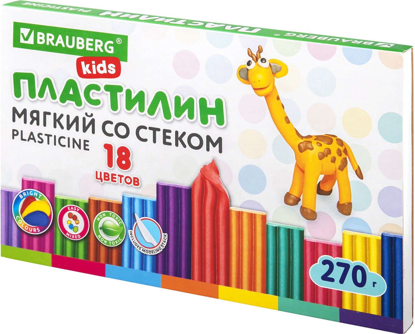 

Пластилин восковой BRAUBERG Kids 106497 (18 цв)