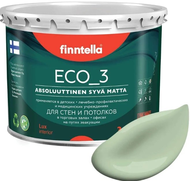 

Краска Finntella Eco 3 Wash and Clean Paistaa F-08-1-3-LG203 2.7 л (бледно-бирюз)