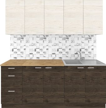 Готовая кухня Агута Альфа 2.0 (темный/дуб светлый/кастилло темный)