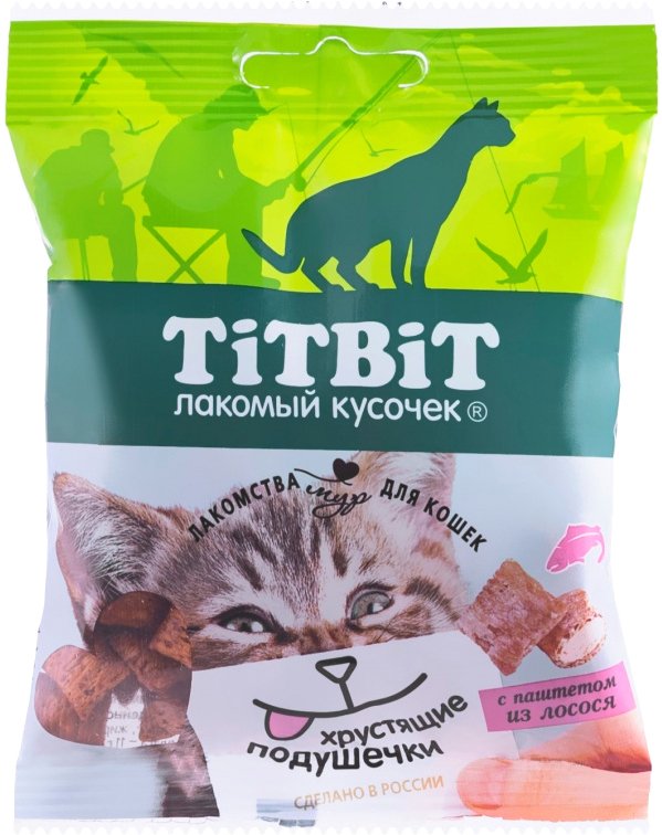 

Лакомство для кошек TiTBiT Хрустящие подушечки с паштетом из лосося 30 г