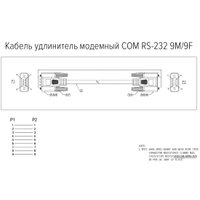 Удлинитель Greenconnect Russia GCR-DB9CM2F-1.8m RS-232 - RS-232 (1.8 м, белый)