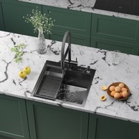 Кухонная мойка Roxen Simple 560220-50B PVD графит (с коландером и дозатором)