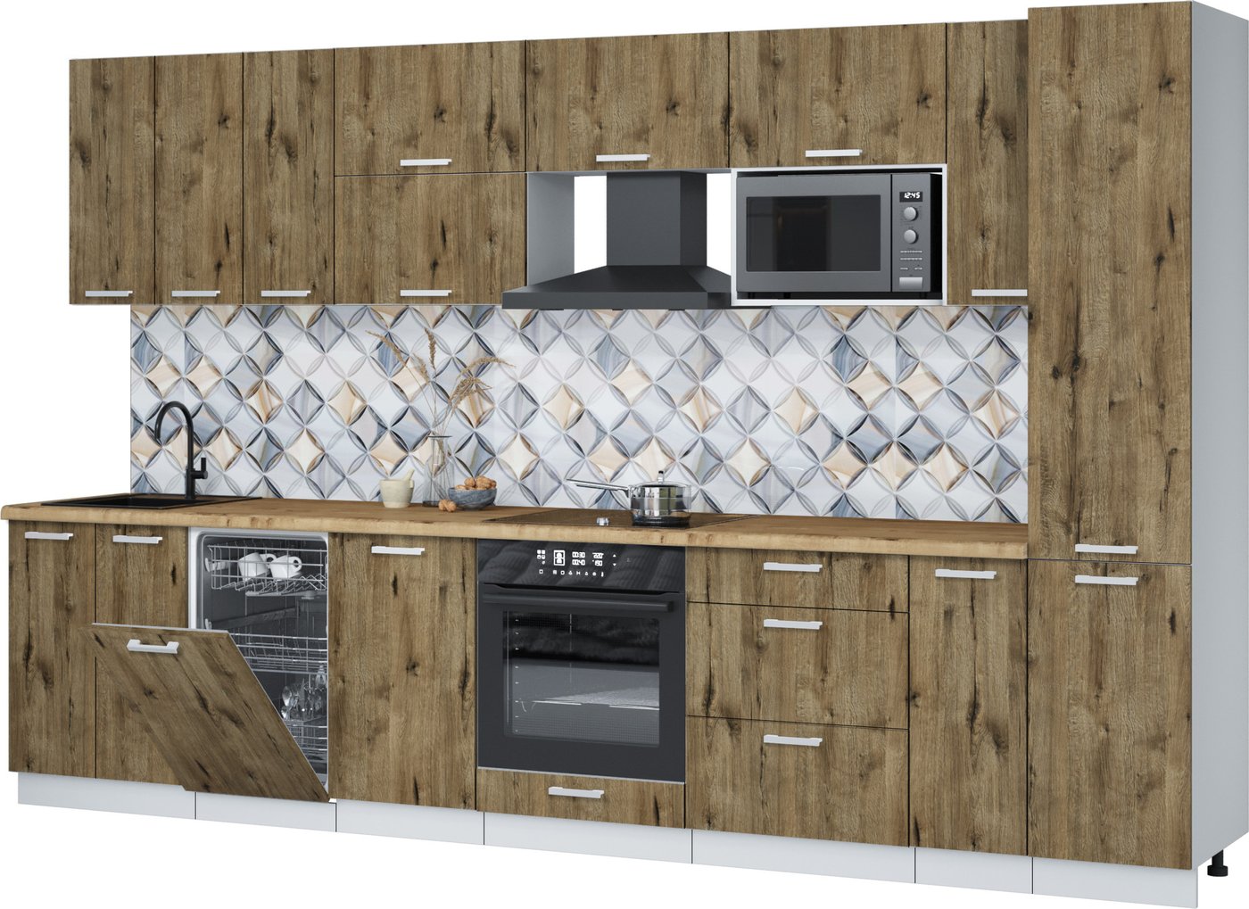 

Готовая кухня Интерлиния Мила Лайт 3.4-ПМ4 (дуб веллингтон/дуб веллингтон/дуб бунратти)