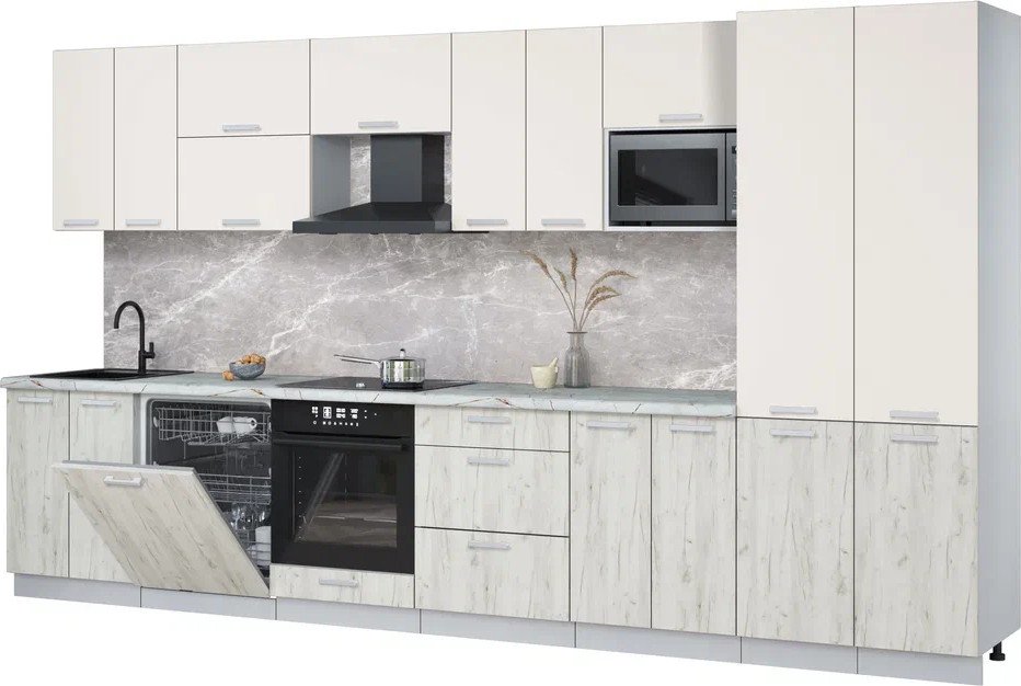 

Готовая кухня Интерлиния Мила Лайт 3.8-ПМ2 (персидский жемчуг/дуб белый/серый каспий)