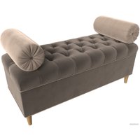 Банкетка Лига диванов Глория 113662 (велюр коричневый/бежевый/бежевый)