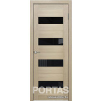 Межкомнатная дверь Portas S23 70x200 (лиственница крем, стекло lacobel черный лак)