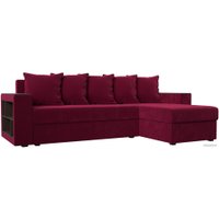Угловой диван Лига диванов Дубай лайт правый 114169 (микровельвет бордовый)