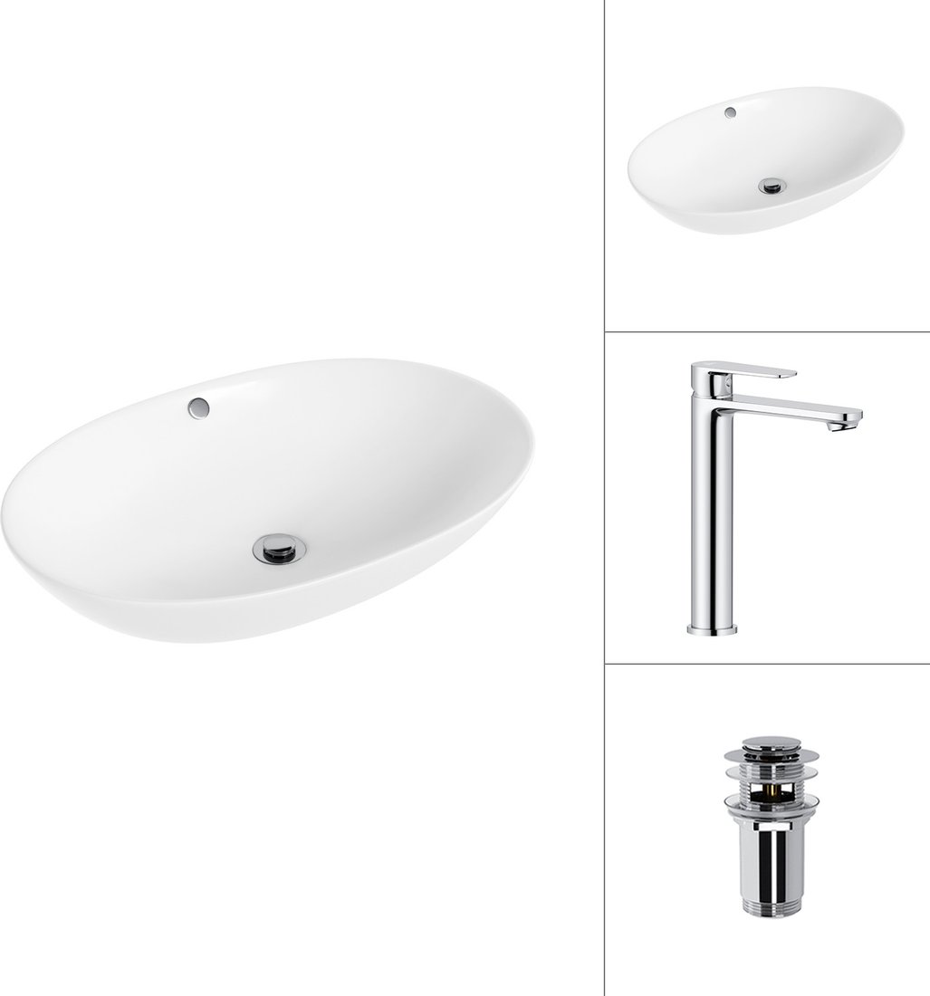 Умывальник Lauter 21709 + Moon 21СK81691C с донным клапаном 21190CH (хром)