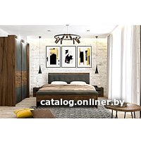 Кровать Мебельград Глазго 140x200 (без основания, таксония/пегас грей/графит)