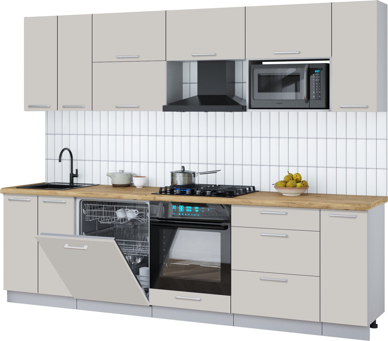 

Готовая кухня Интерлиния Мила Gloss 2.7-ПМ2 (кашемир/кашемир/дуб бунратти)