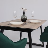 Кухонный стол Lepremo AV 1208 HPL+МДФ раздвижной 1200-1600x800 (дуб делано натуральный/черный)