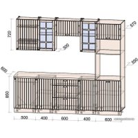 Готовая кухня Интерлиния Берес 2.5В (дуб снежный/серый каспий)