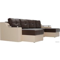 П-образный диван Лига диванов Сенатор 28920 (экокожа, коричневый/бежевый)