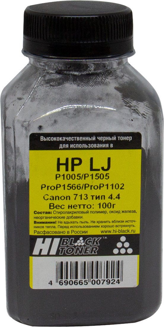 

Тонер Hi-Black для HP LJ P1005/P1505/ProP1566/ProP1102/Canon713 Тип 4.4 100 г