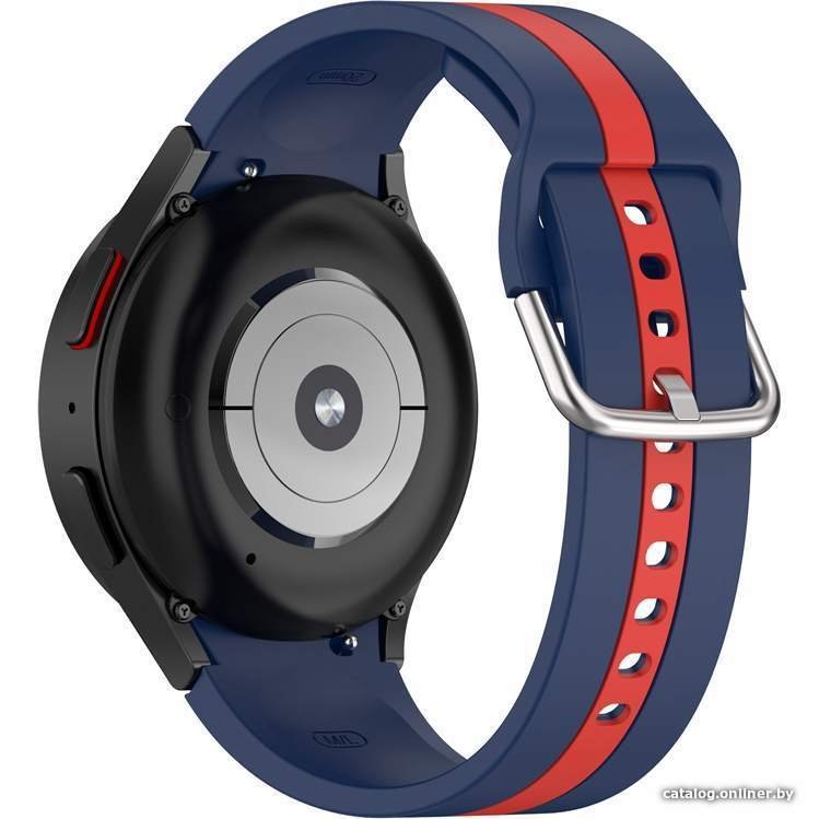 Ремешок Rumi Sport Line силиконовый для Samsung Galaxy Watch4/5/6 (20 мм, синий/красный)