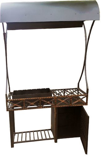 Мангал для дачи Грифонсервис МС12 с крышей и шкафчиком (черный с бронзой)