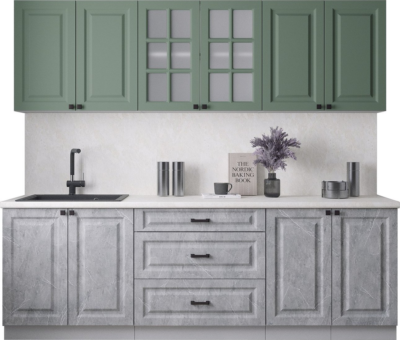 

Готовая кухня Интерлиния Мила Деко 2.4Б (керамика/мята/опал светлый)