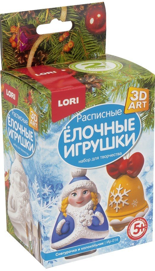 

Набор для рисования Lori Роспись елочных игрушек. Снегурочка и колокольчик Ир-014