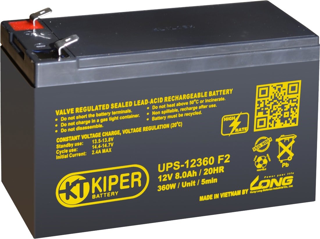 

Аккумулятор для ИБП Kiper UPS-12360 F2 (12В/8 А·ч)