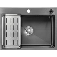 Кухонная мойка Saniteco 6045 Nano (с сифоном, дозатором и коландером)