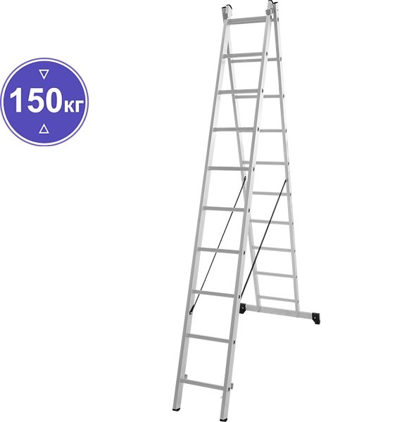 

Лестница-стремянка Новая высота NV 122 алюминиевая двухсекционная 2x10 ступеней