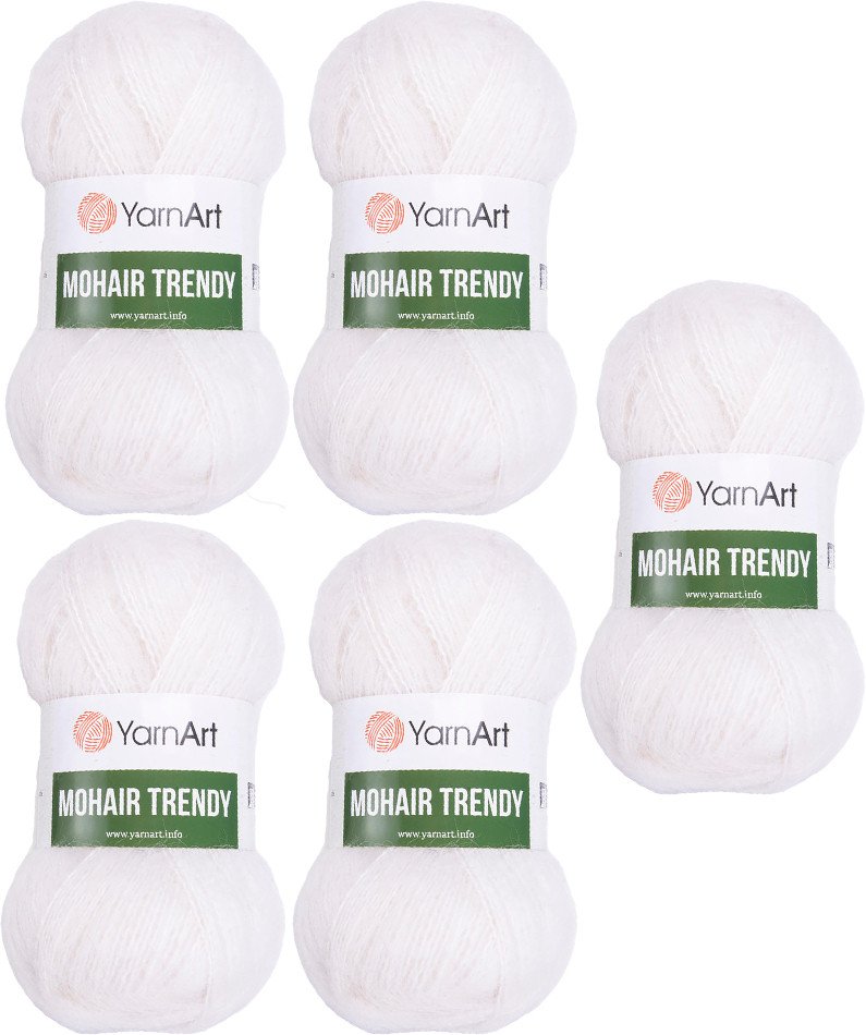 

Набор пряжи для вязания Yarnart Mohair Trendy 101 (белый, 5 шт)