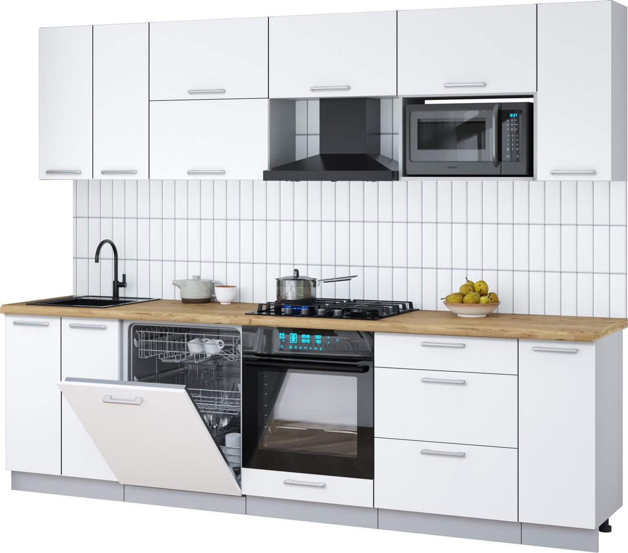 

Готовая кухня Интерлиния Мила Gloss 2.7-ПМ2 (белый/белый/дуб бунратти)