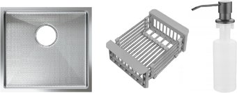 Кухонная мойка Schtoff Undermount Best Decor Silver 4545 + коландер KR-1 GREY + дозатор SD-1 GREY