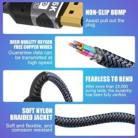 Кабель USBTOP DisplayPort - DisplayPort v2.1 (оплетка, 2 м, черный) в Барановичах