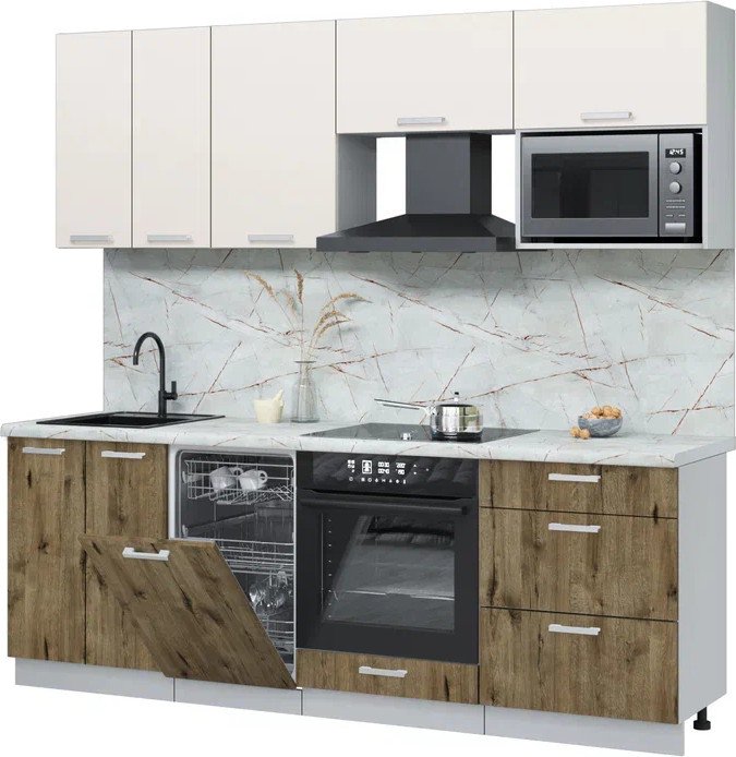 

Готовая кухня Интерлиния Мила Лайт 2.25-ПМ4 (персидский жемчуг/дуб веллингтон/серый каспий)