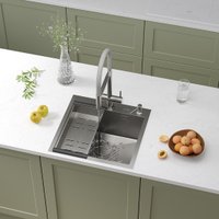 Кухонная мойка Roxen Simple 560220-50 сатин (с коландером и дозатором)