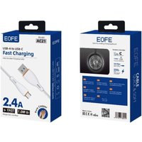 Кабель EOFE AC21 USB Type-A - USB Type-C (1 м, белый)