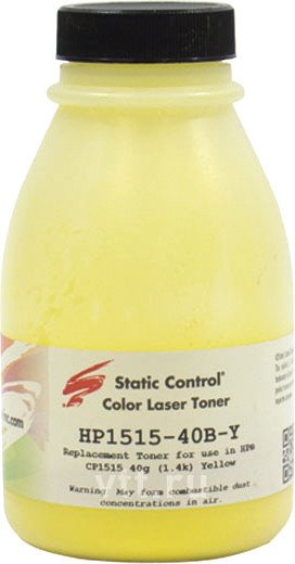 

Тонер Static Control для HP CLJ CP1215/1515/1518 (желтый) 40 г