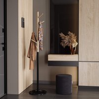 Вешалка для одежды Sheffilton SHT-CR25 (прозрачный лак/черный/мрамор)