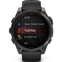 Умные часы Garmin Fenix 8 Sapphire, Titanium 47мм (угольно-черный DLC, пепельно-черный силиконовый ремешок)